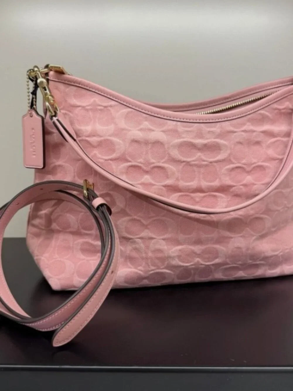 NWT‼️COACH Laurel Shoulder bag in Denim（CER66）light pink